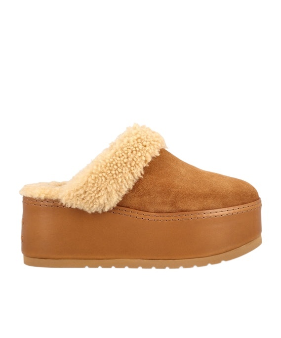Celine Triomphe Thick Sole Open-heel Mules In Brown