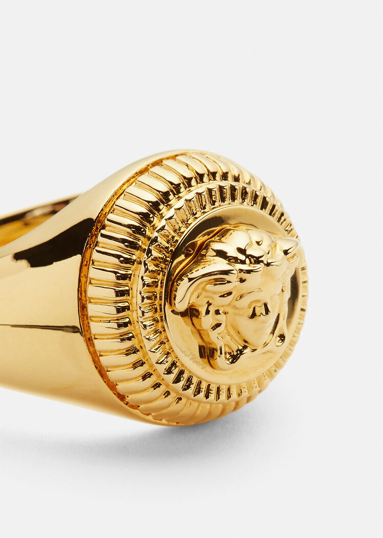 Versace Medusa Head Ring In Yellow