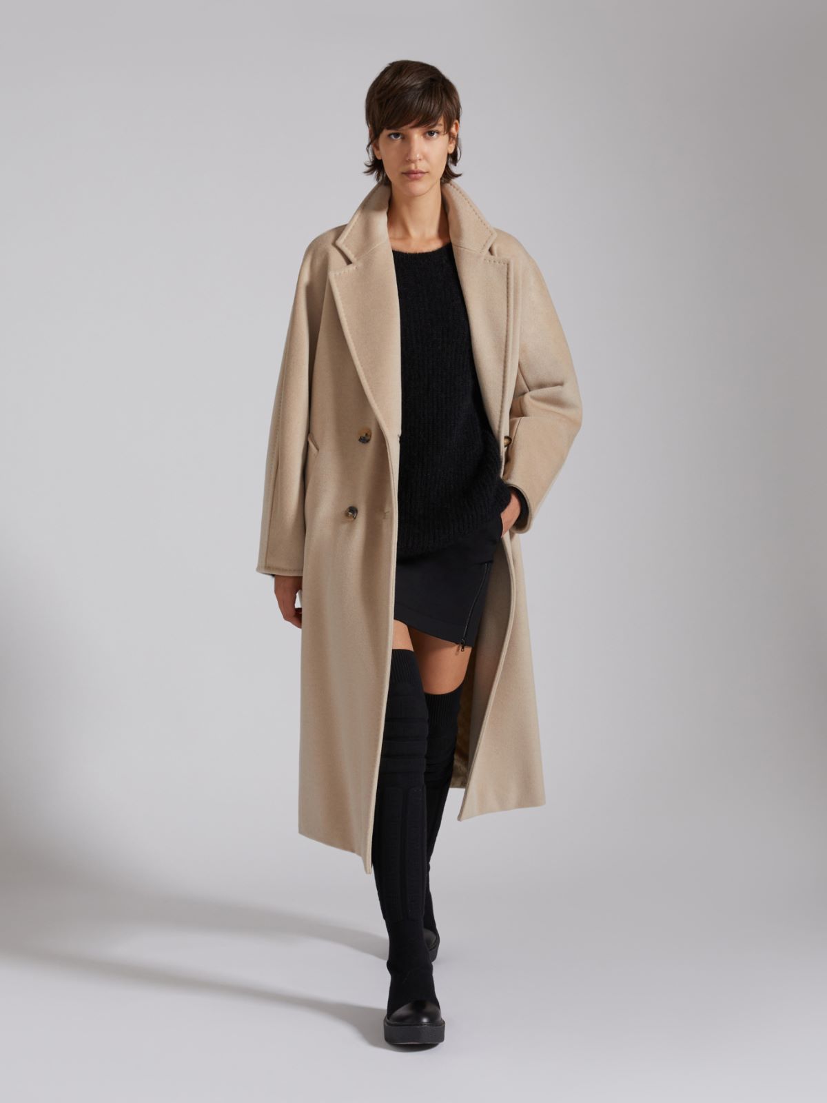 Max Mara Cles Single-breasted Wool Coat In Nude