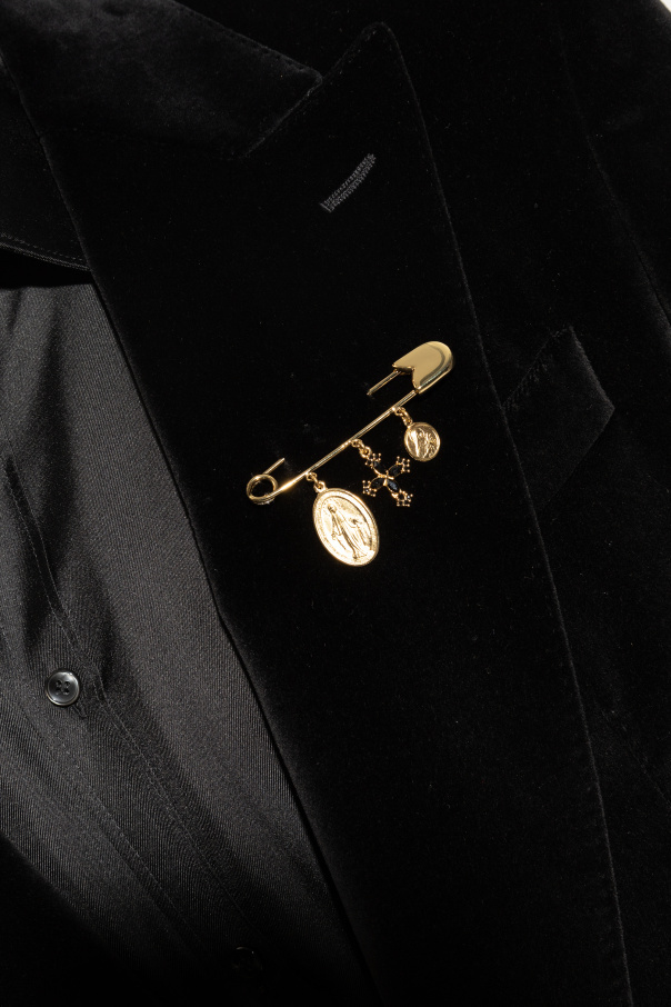 Dolce & Gabbana Safety Brooch With Cross And Medals In Gold