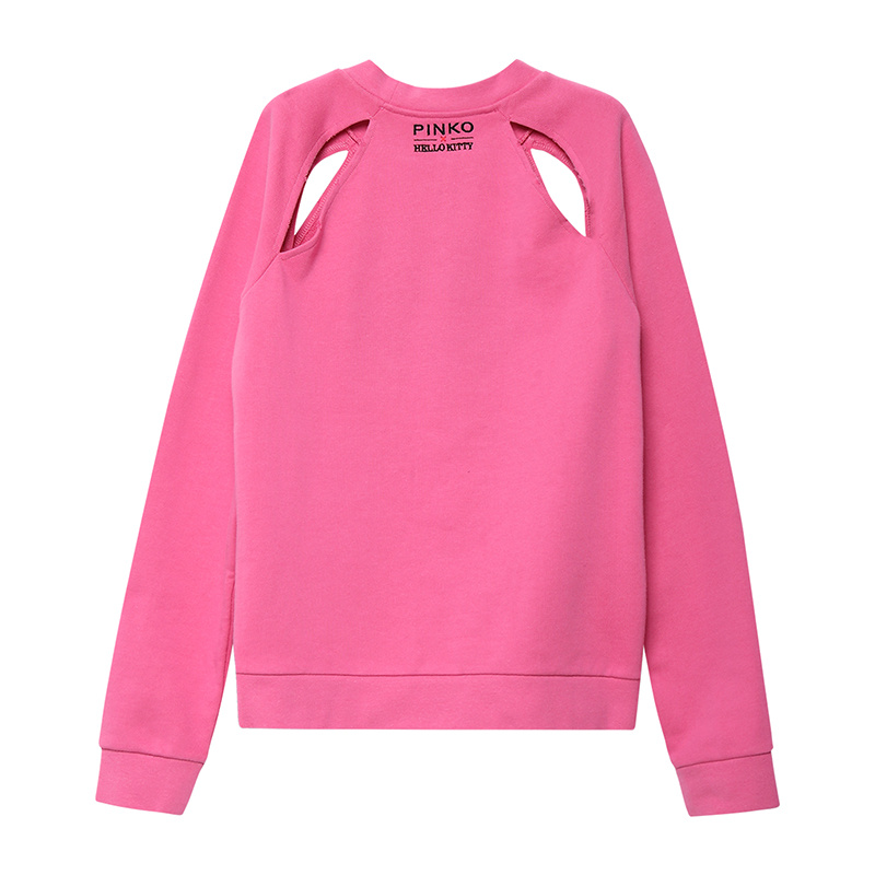 Pinko X Hello Kitty Dig And Cut The Details Of The Sweater. In Pink