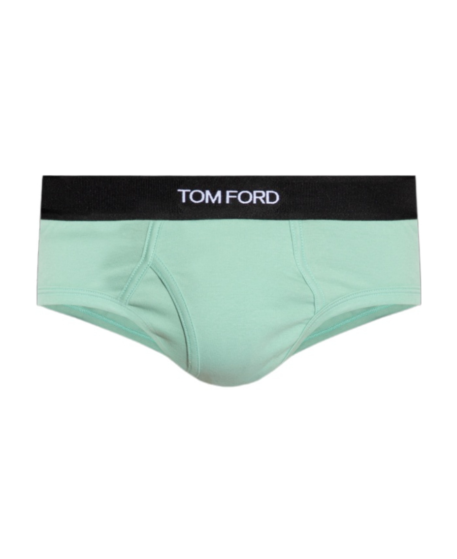 Tom Ford Logo-waistband Cotton Briefs (pack Of Two) In Green