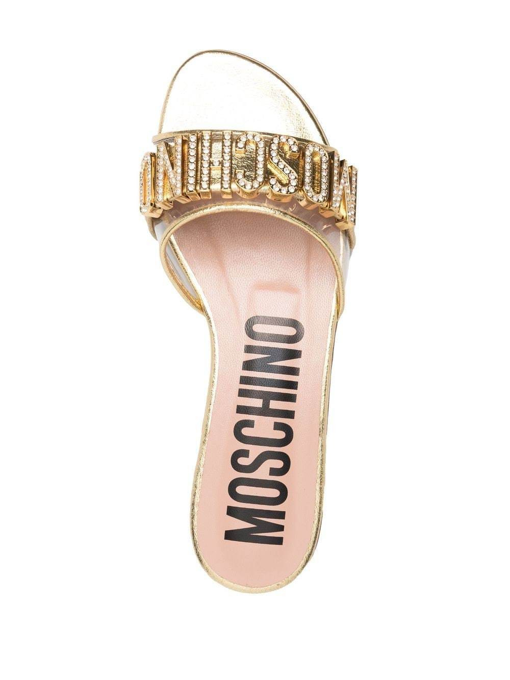 Moschino Open-toe Calf-leather Slides In Nude