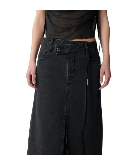 Ann Demeulemeester Asymmetrical Denim Skirt In Black