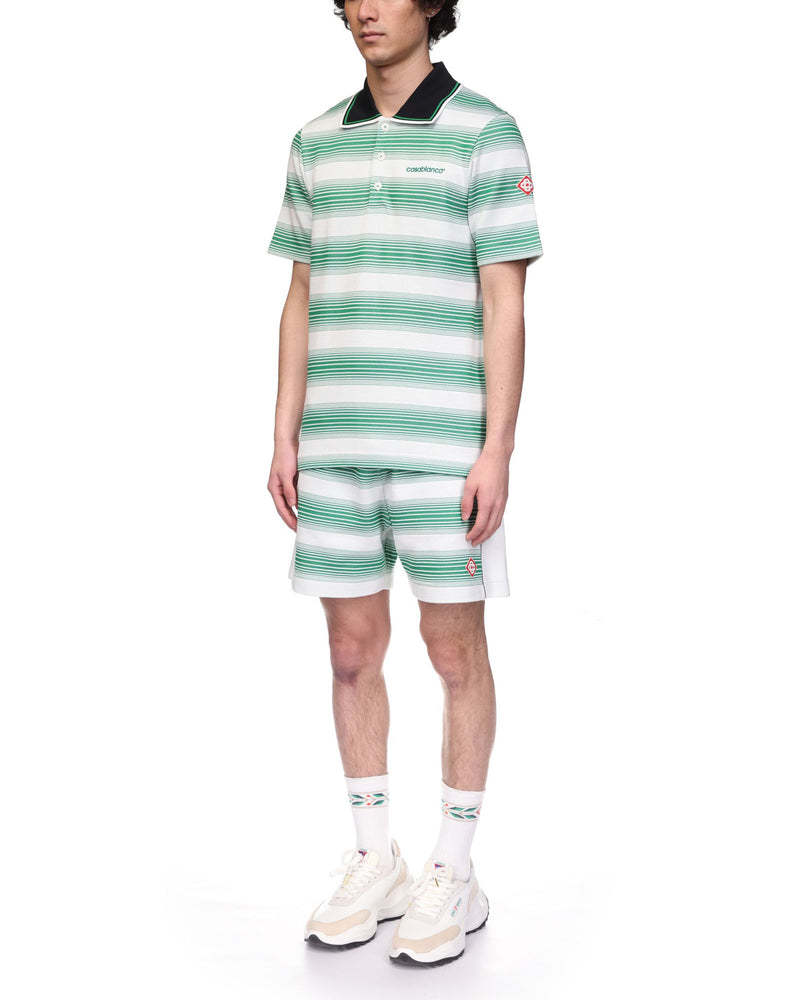 Casablanca White Cotton Blend Polo Shirt Men In Green