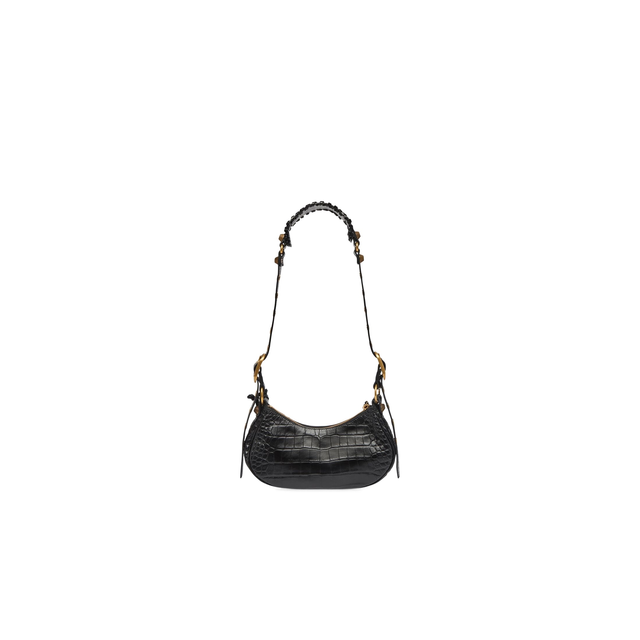Balenciaga Green Leather Shoulder Handbag With Magnetic Closure And Metal Details In Black
