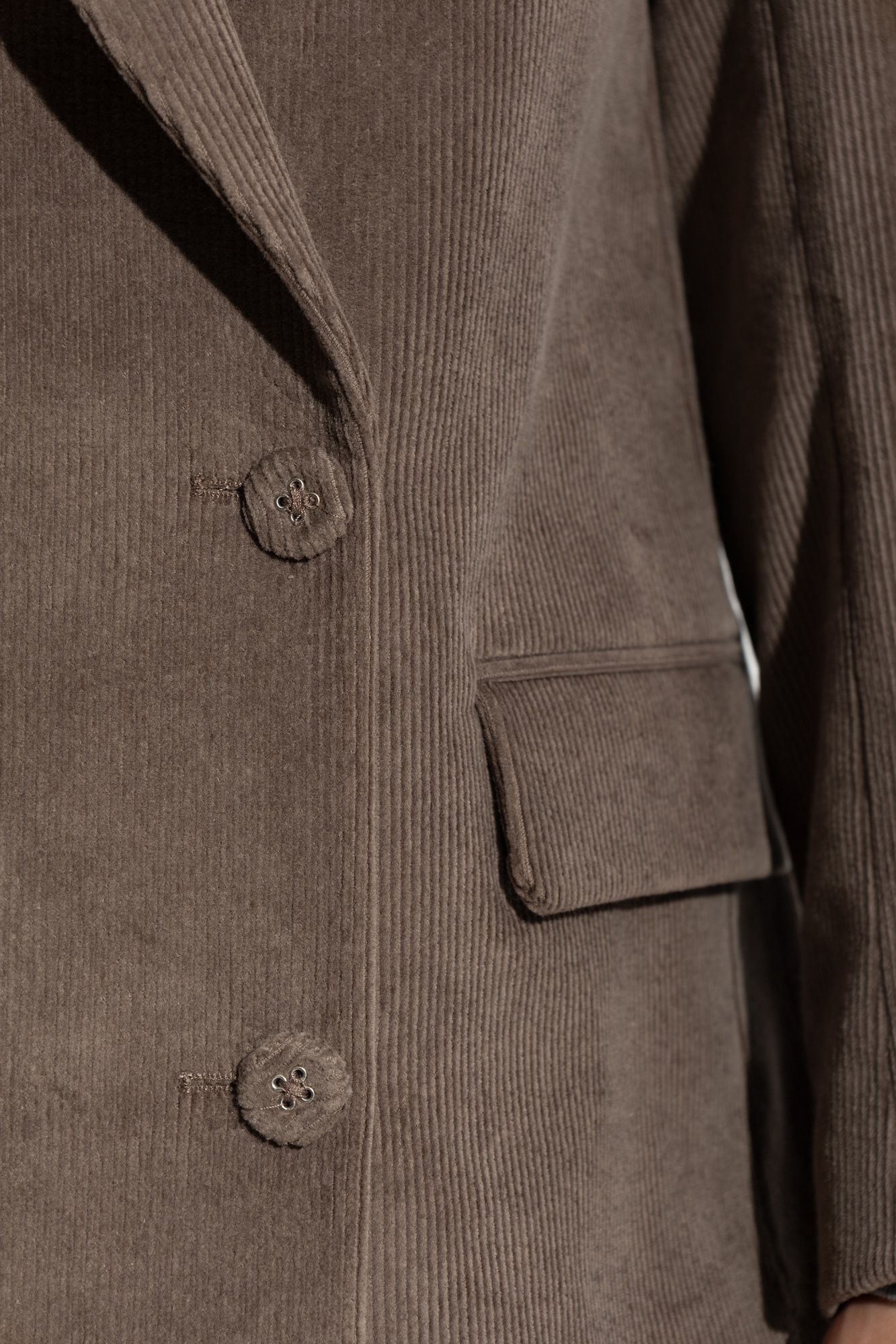 Officine Generale Double-breasted Corduroy Jacket In Brown