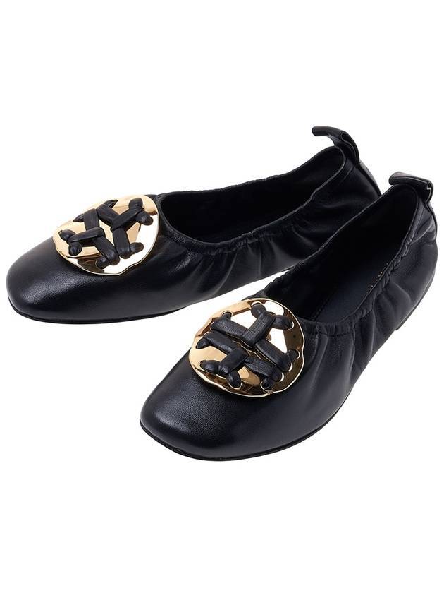 Tory Burch Woven Double T 10mm Ballerina Shoes In Black