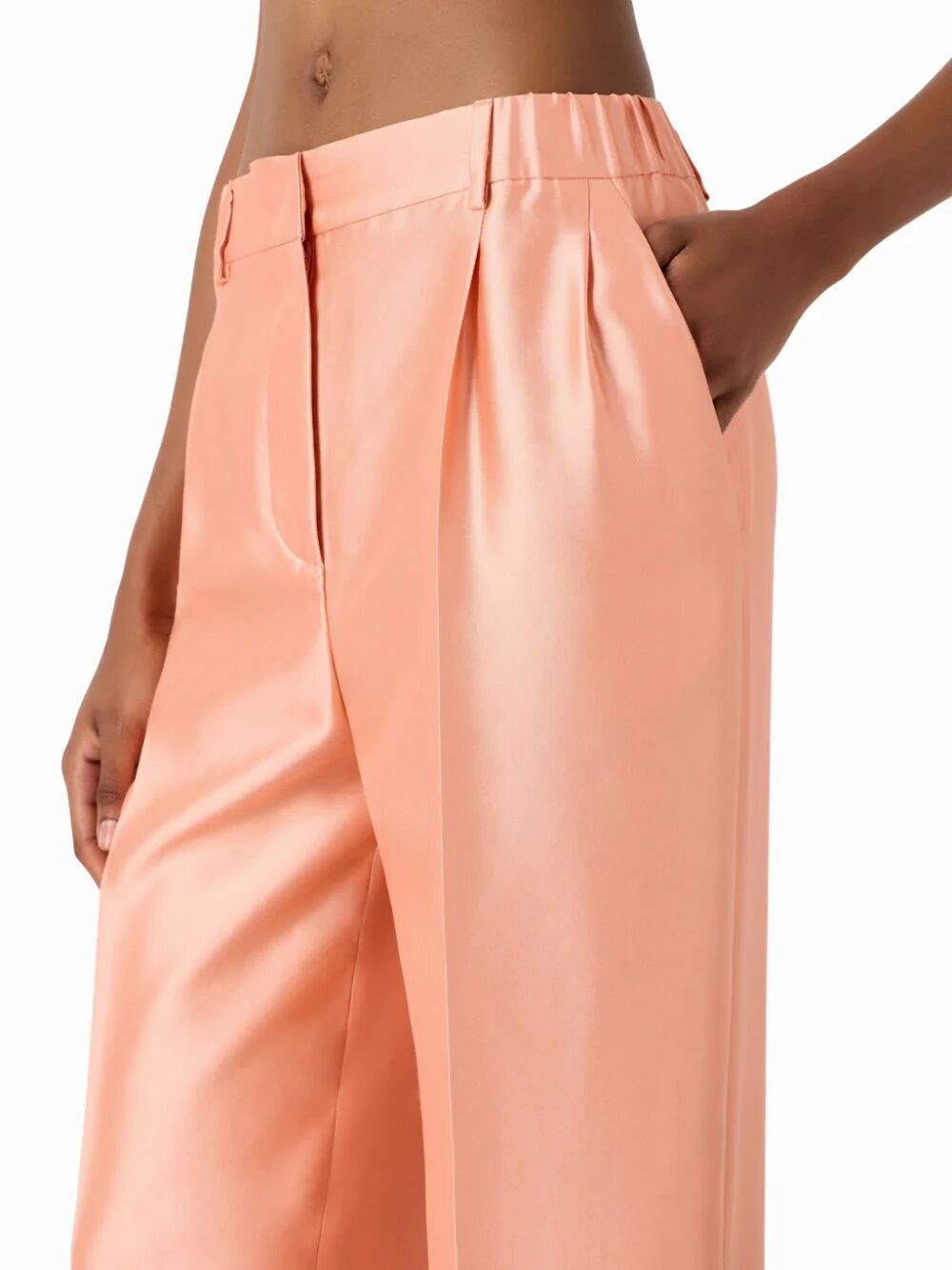Giorgio Armani High-waisted Cropped Silk Trousers In Pink