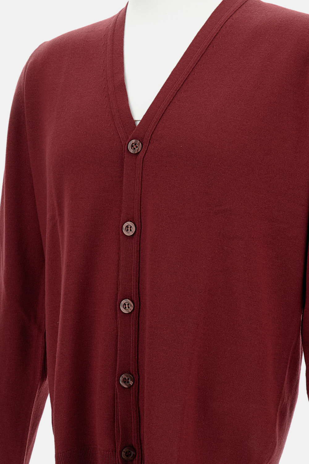 John Smedley Long-sleeved Cardigan Sweater In Burgundy