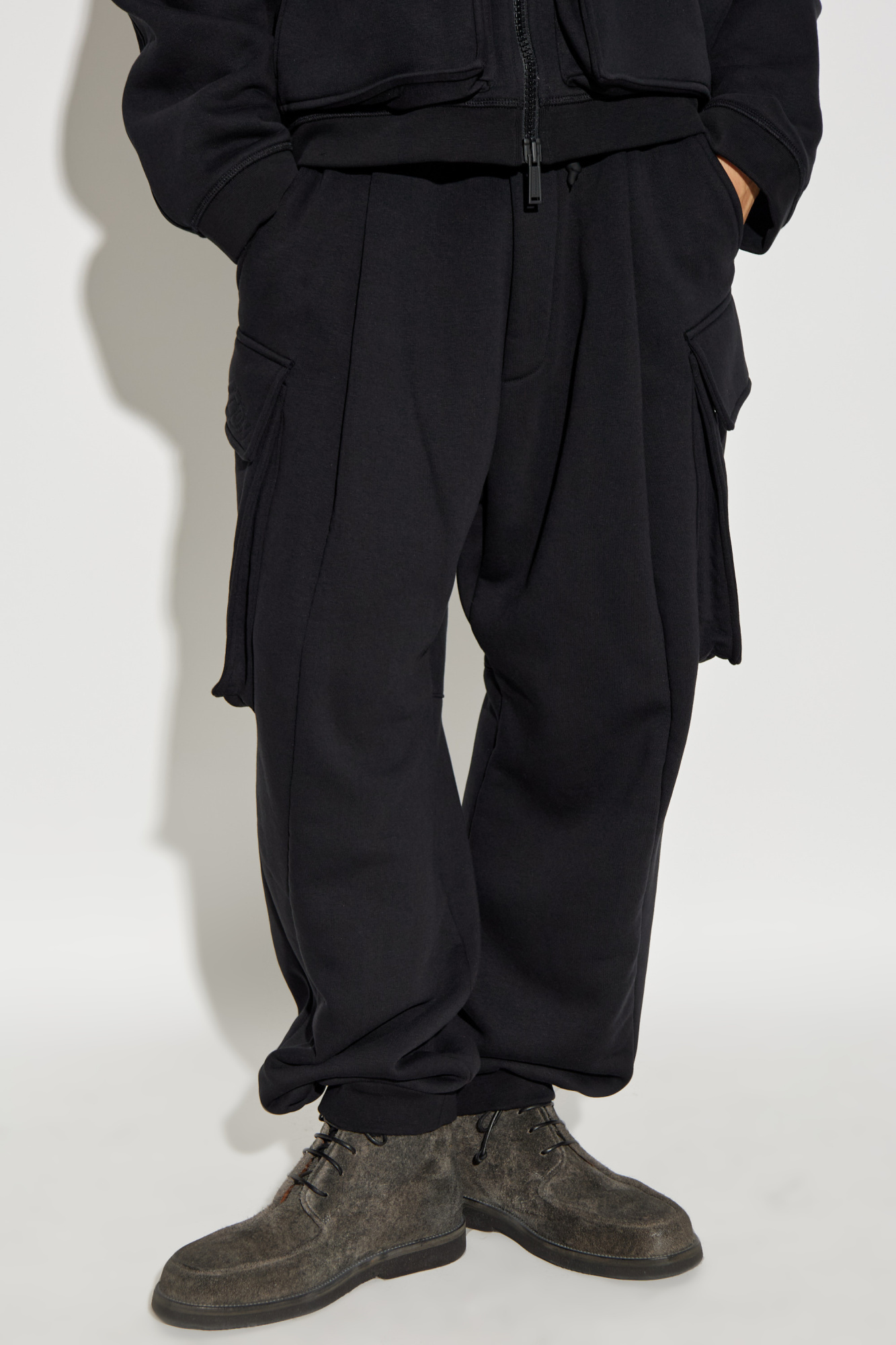 Dsquared2 Cargo Trousers With Elasticated Cuffs And Drawstring Waist In Black