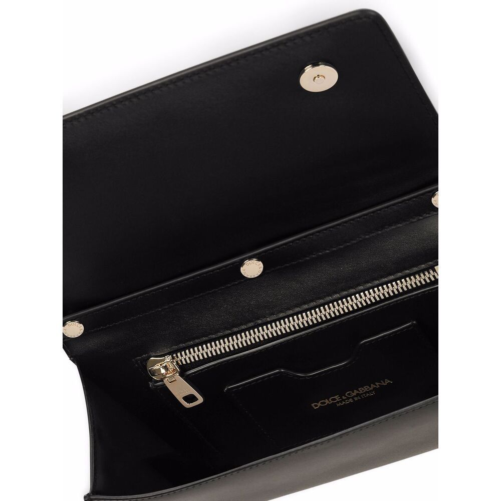 Dolce & Gabbana Calfskin Shoulder Bag Color Black In Black