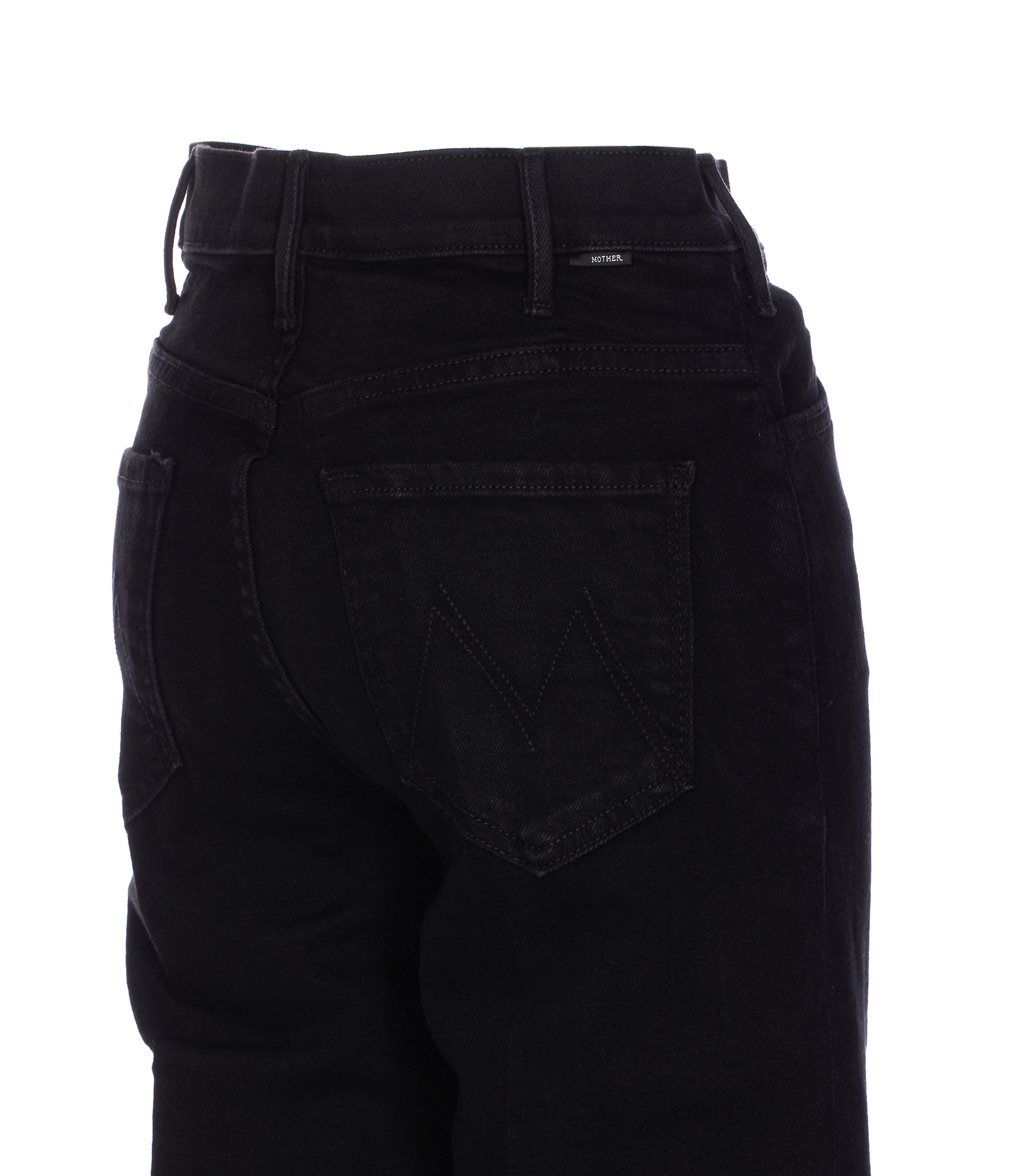 Mother The Hustler Roller Sneak Denim Jeans In Black