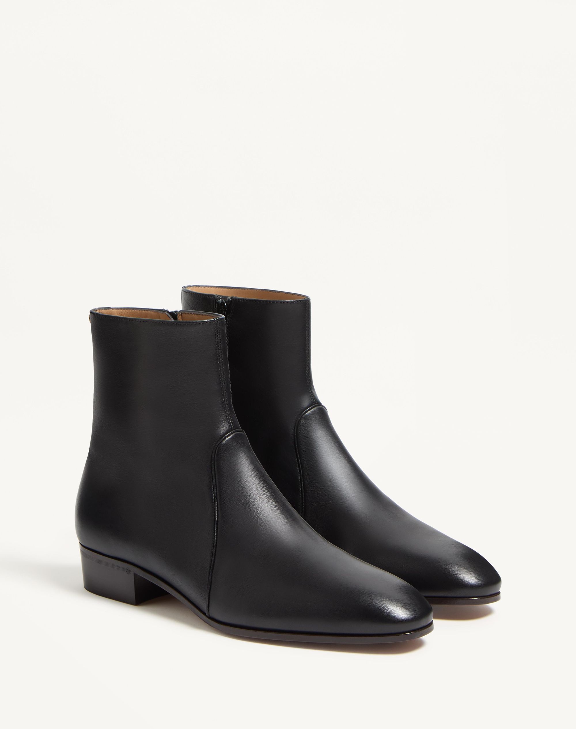 Valentino Pat Ankle Boot In Kidskin In Black