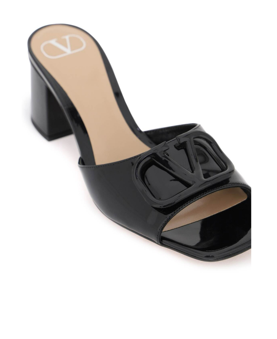 Valentino Vlogo Signature High-shine Leather Sandals In Black