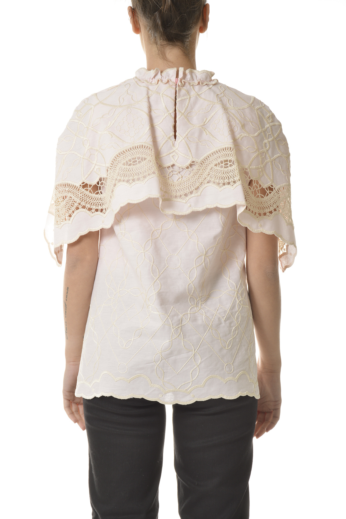 Alberta Ferretti Alberta Ferreti Embroidered Cape Top In Nude