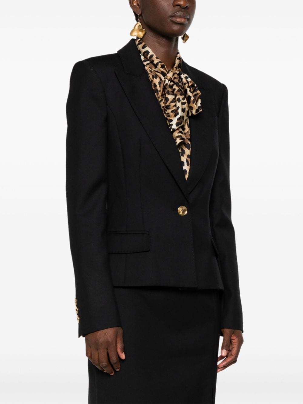 Moschino Blazer Wool Shoulder Pads In Black