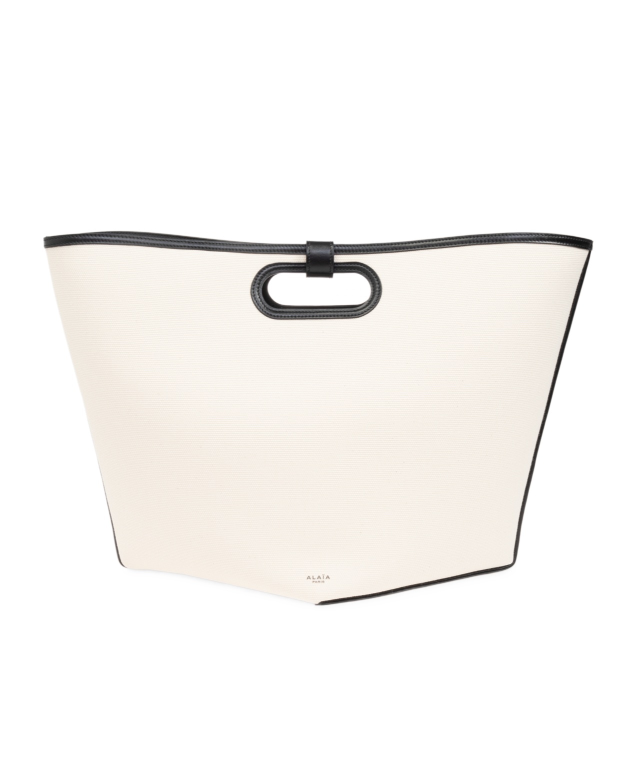 Alaïa Folded Large Leather-trimmed Canvas Tote Bag In White