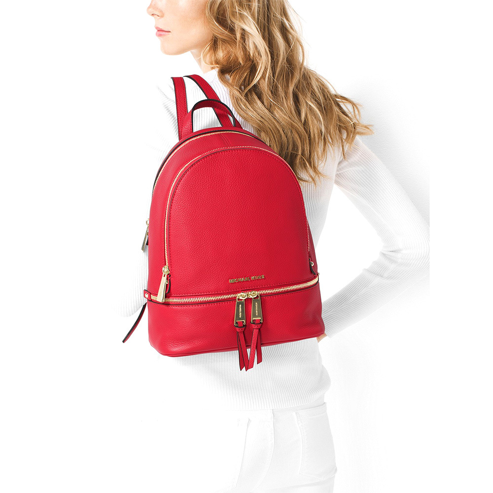 Michael Kors Logo Backpack In Red