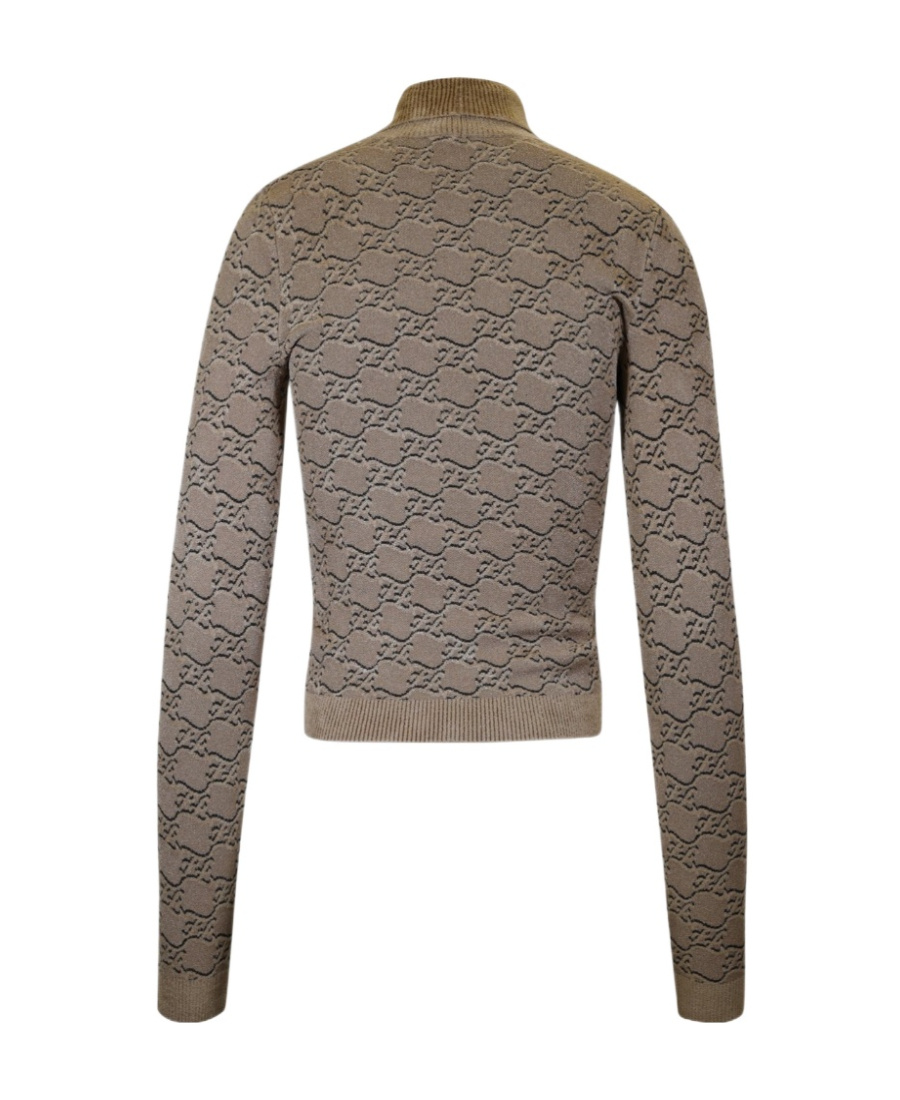 Fendi High-necked Ff Karligraphy Pattern Pullover In Nude