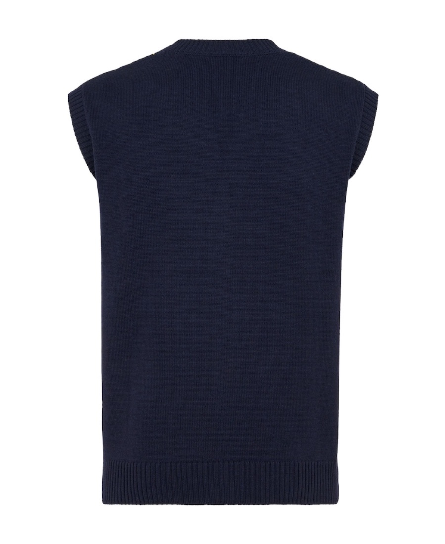 Fendi Logo Intarsia Button-up Vest In Blue