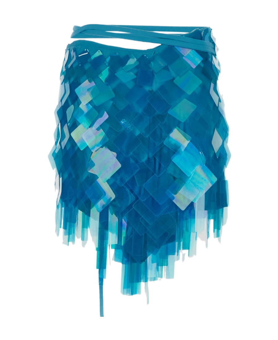 Attico The Embellished Mini Skirt In Blue