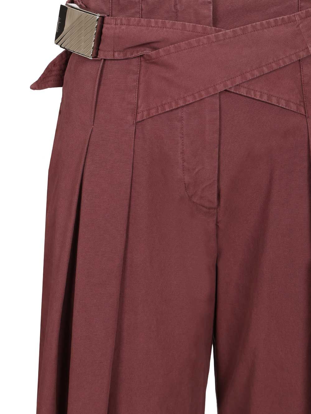 Attico The  Pleated Trousers In Burgundy