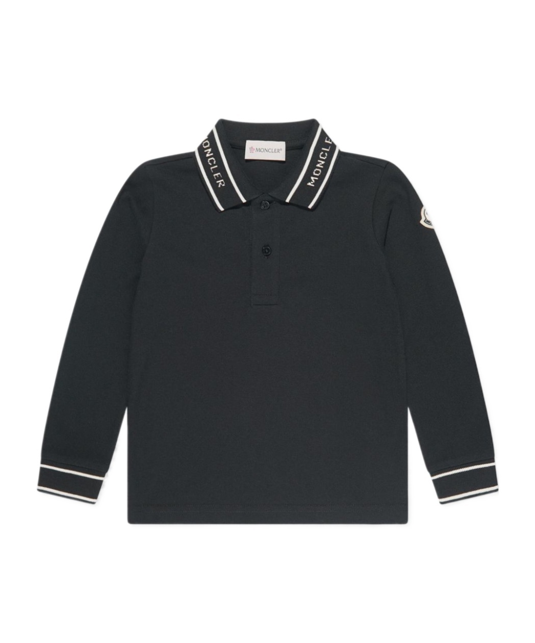 Moncler Long-sleeved Polo Shirt In Black