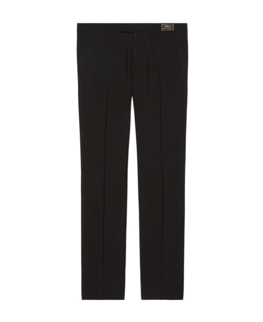 Gucci Logo-patch Tailored Trousers In Black