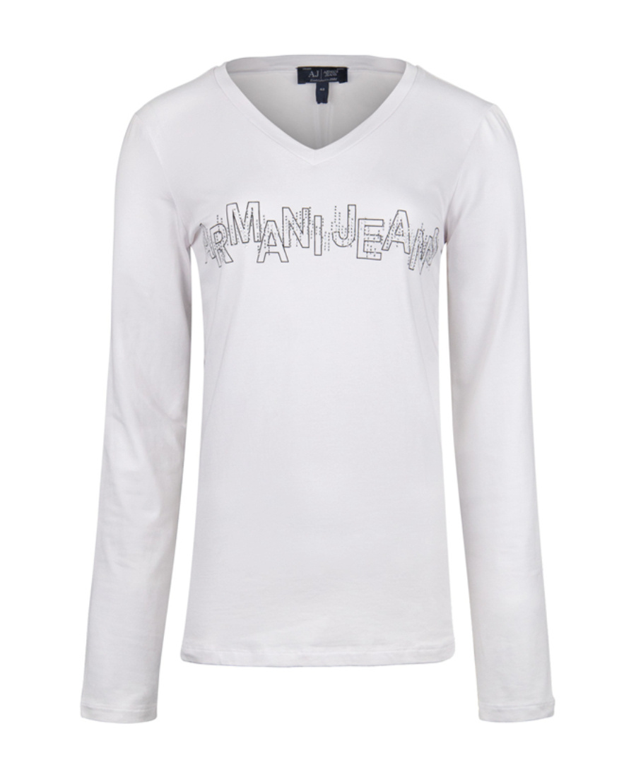 Armani Jeans Logo Long-sleeved T-shirt In White