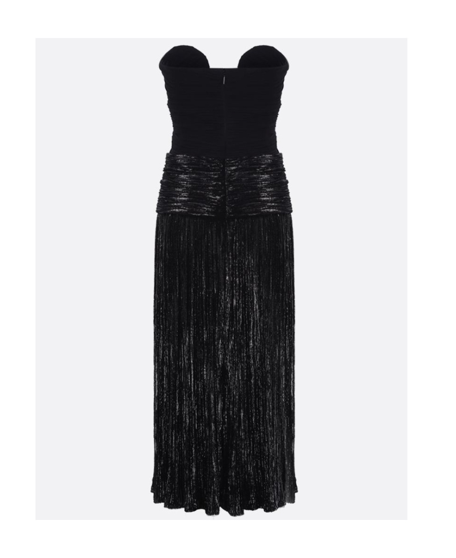 Saint Laurent Lurex Velvet Bustier Dress In Black