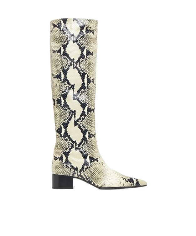 Khaite Andee Snake-effect Leather Knee Boots In Nude