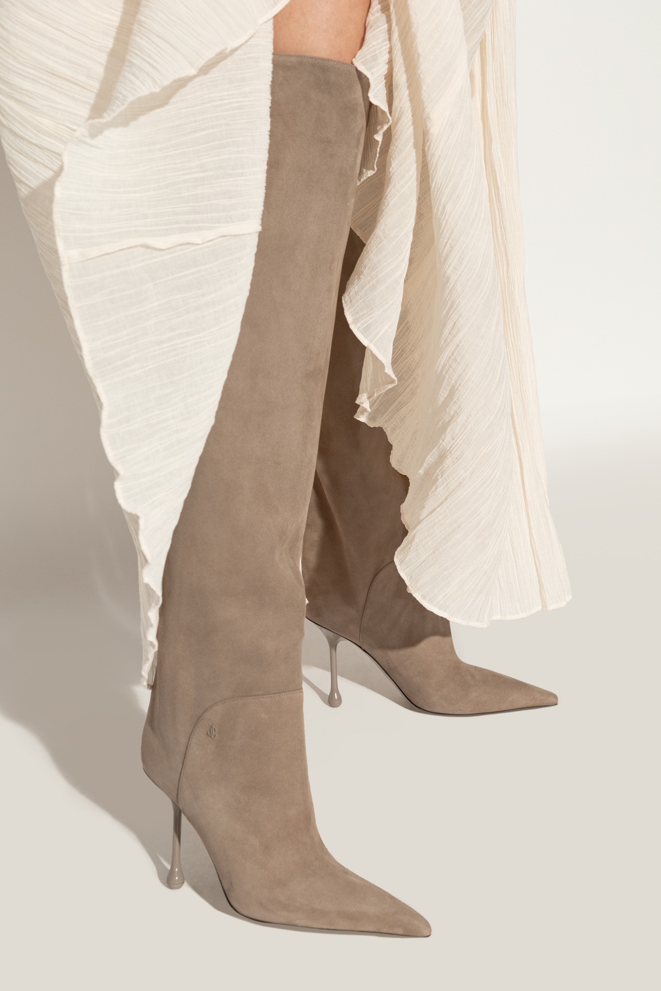 Shop Jimmy Choo Cycas 95mm Suede Boots In Gray