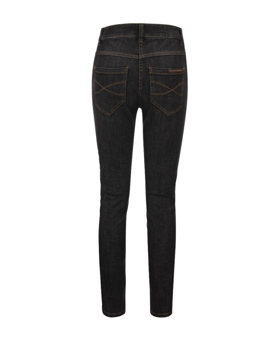 Brunello Cucinelli Slim Pants In Stretch Denim With Shiny Leather Tab In Black
