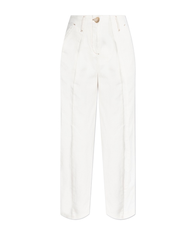 Emporio Armani High-waisted Wide Leg Trousers In White