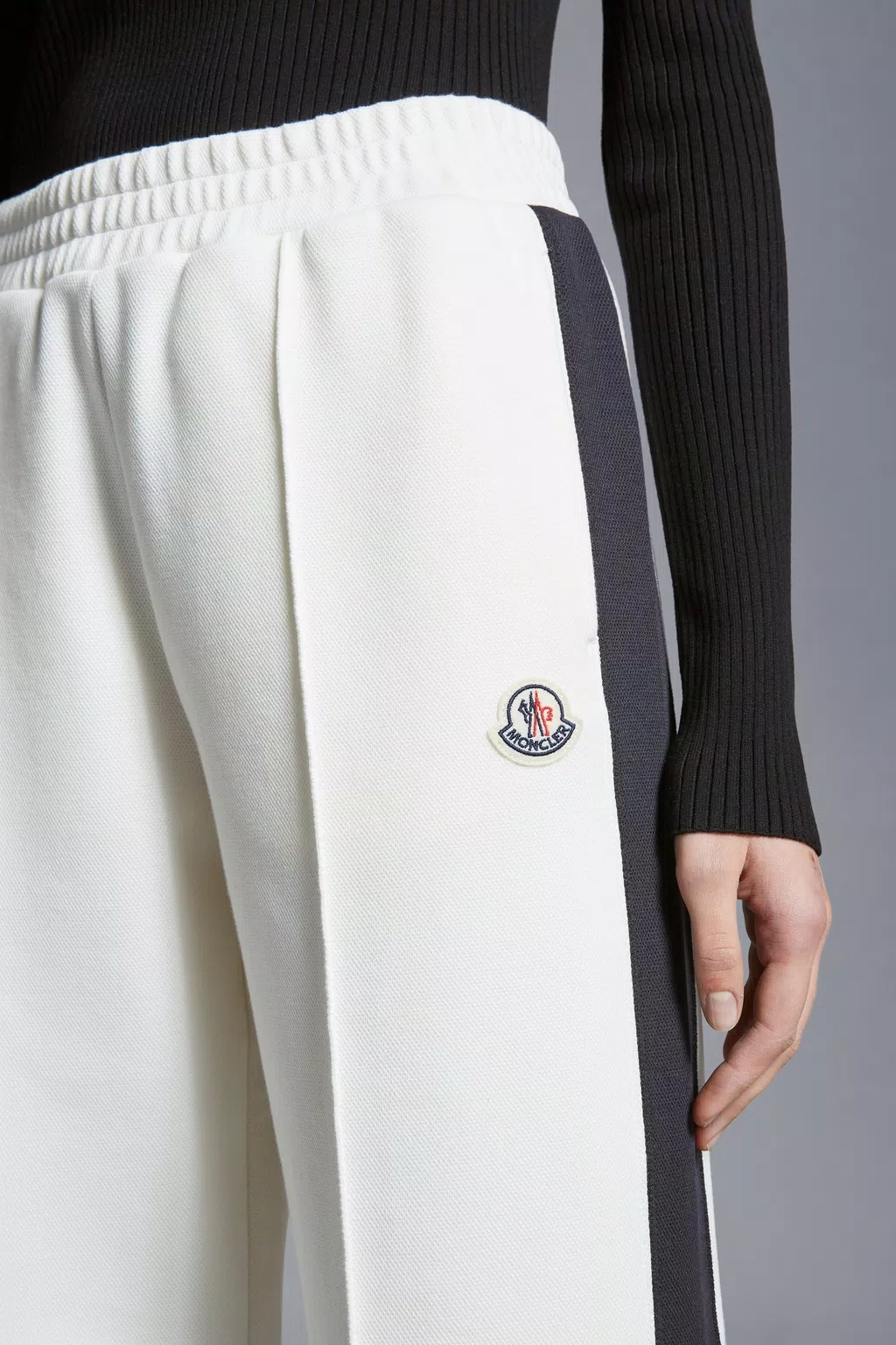 Shop Moncler Piquet Trackpants In White