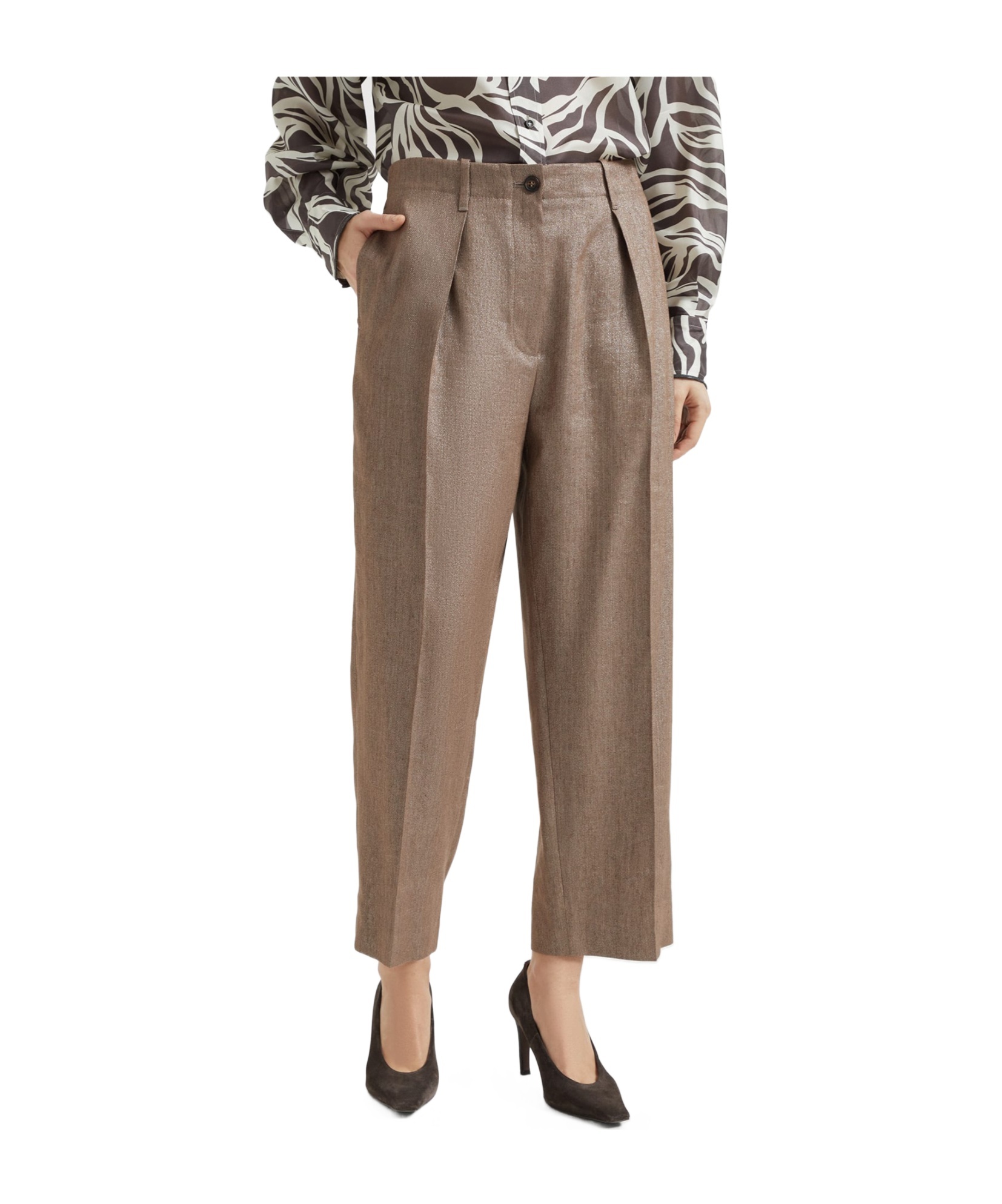 Brunello Cucinelli Pleated Chino Trousers In Brown