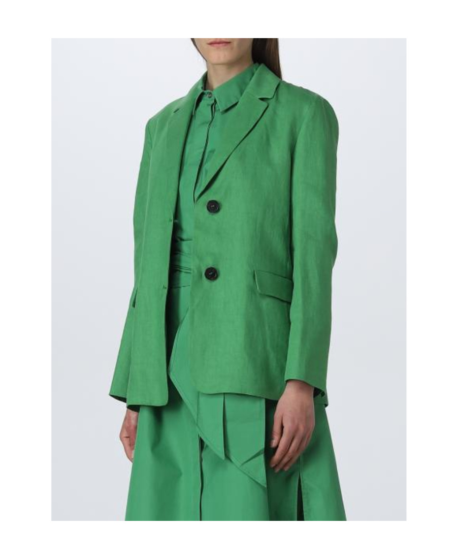 Max Mara Light Green Single-breasted Linen Blazer In Green