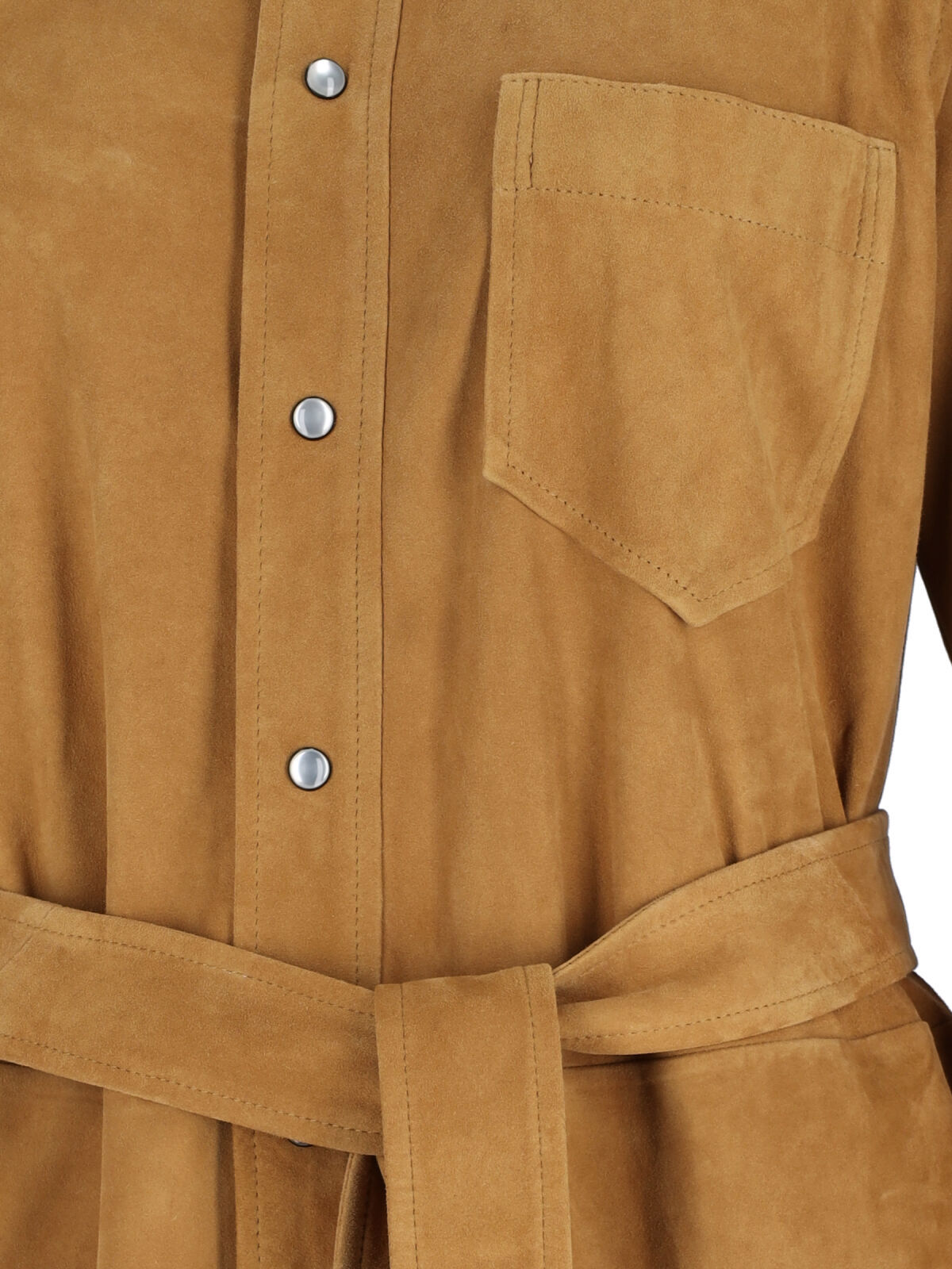 Polo Ralph Lauren Maxi Chemisier In Soft Brown Suede In Gold