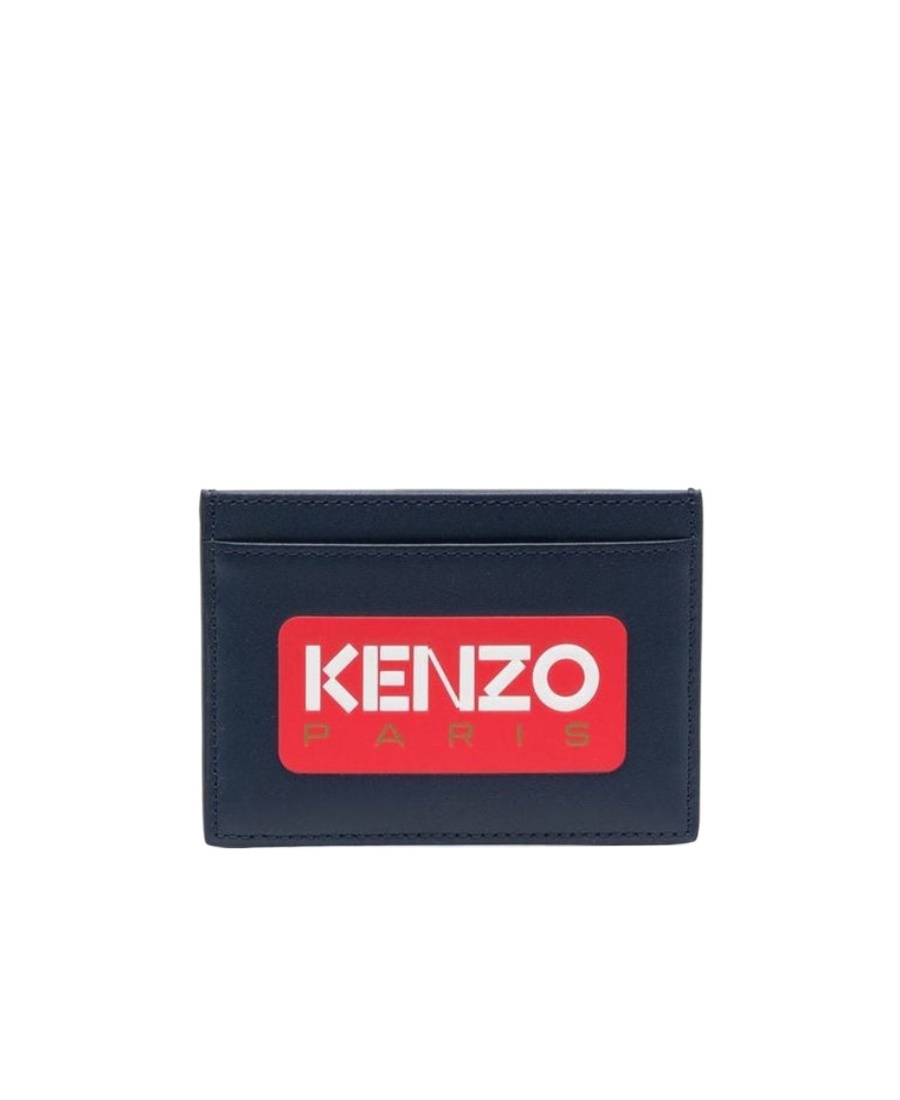 Shop Kenzo Paris Leather Cardholder In Black