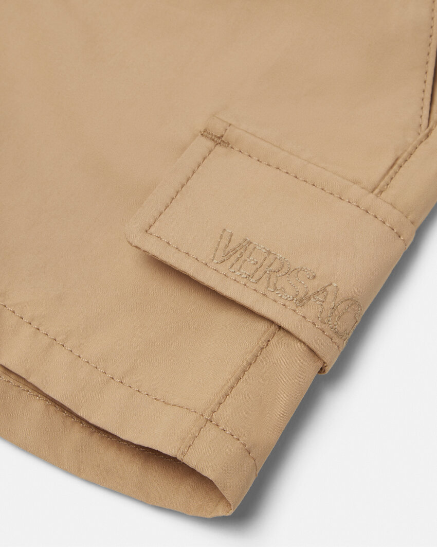 Versace Kids Logo Shorts In Brown
