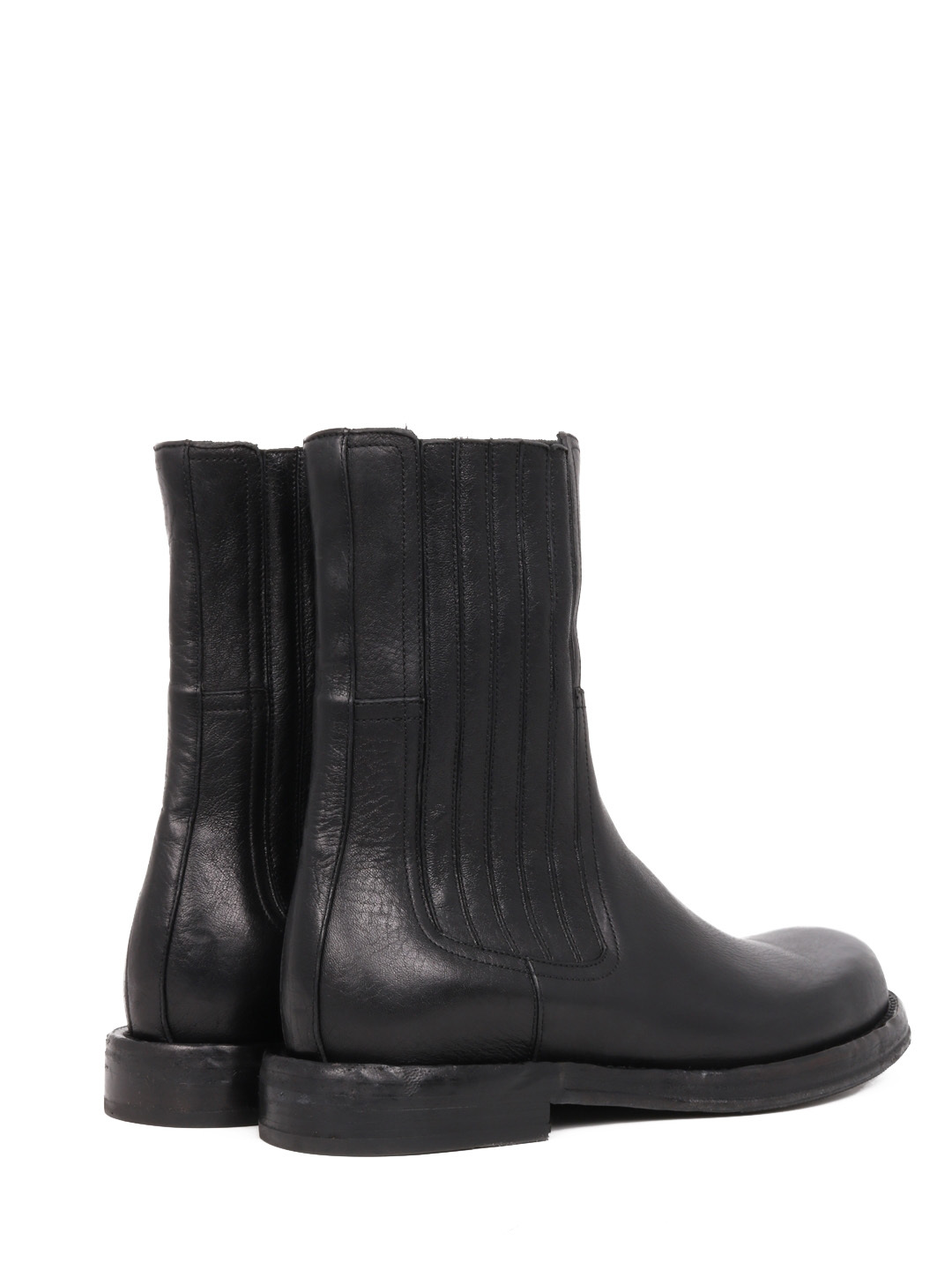 Dolce & Gabbana Black Horse Leather Mid Calf Boots Men Shoes In Black