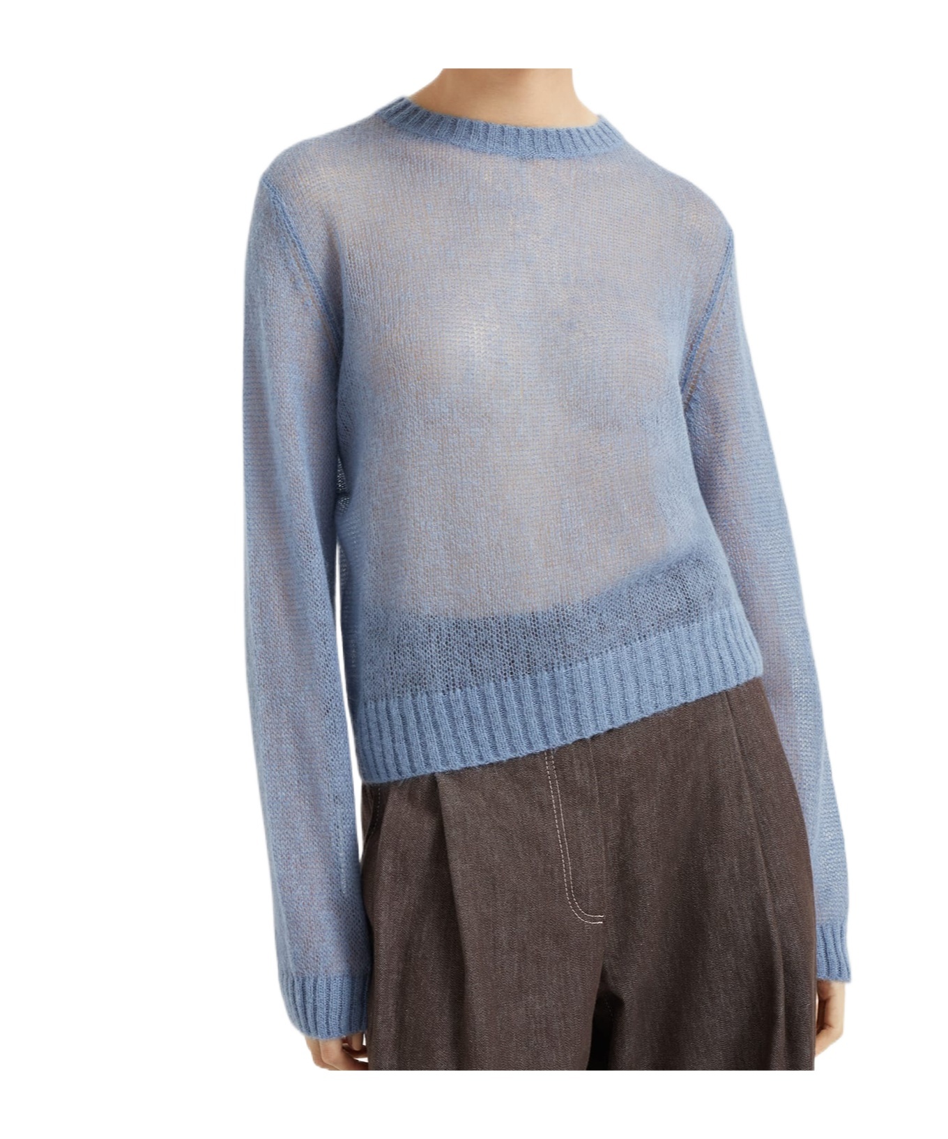 Shop Brunello Cucinelli Ribbed-trim Sweater In Gray
