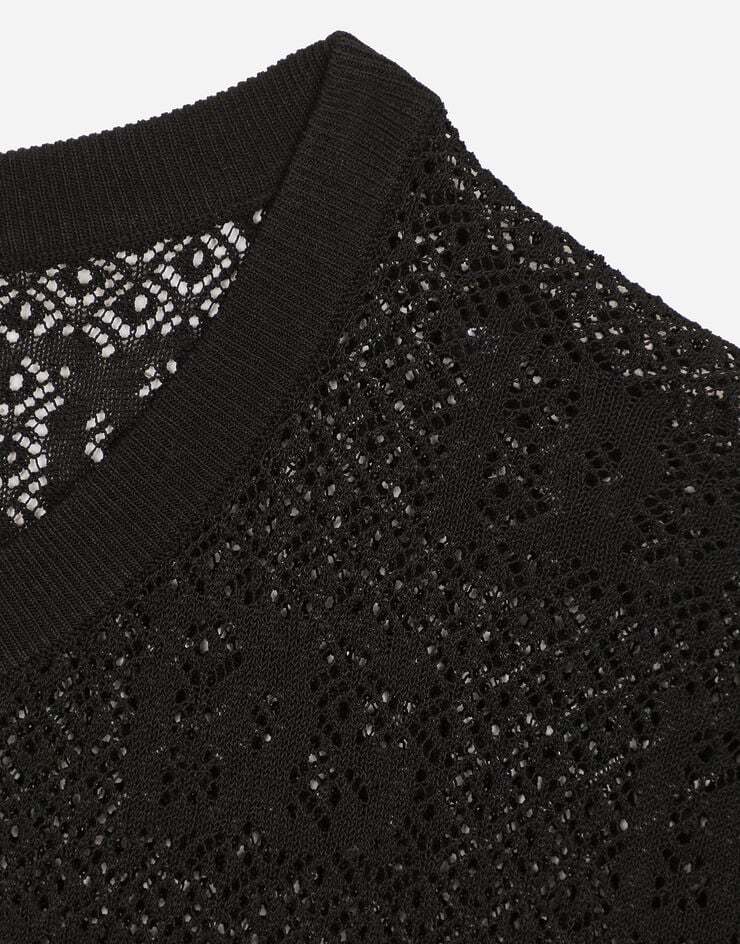 Dolce & Gabbana Monogram-jacquard Round-neck Top In Black