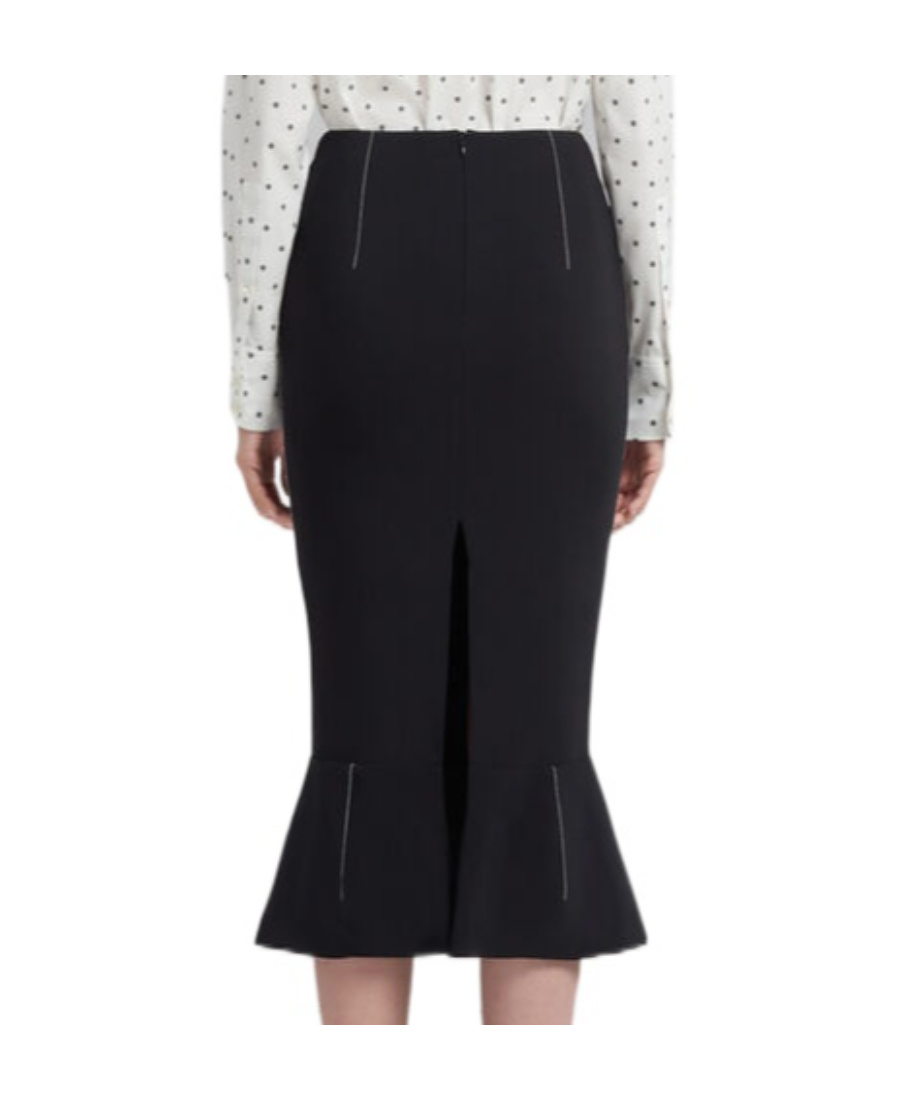 Marni Contrast-stitching Peplum-hem Skirt In Black