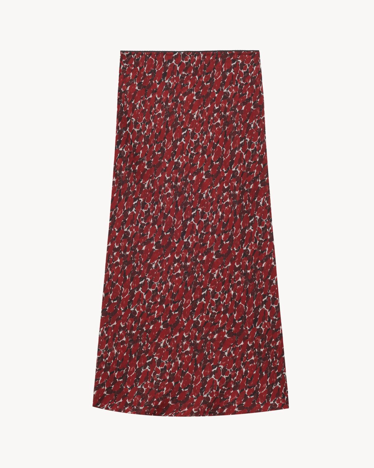 Saint Laurent Printed Silk-mousseline Midi Skirt In Red