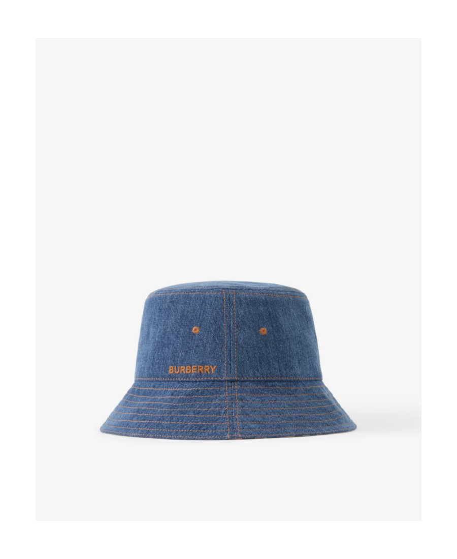 Burberry Embroidered-logo Bucket Hat In Blue