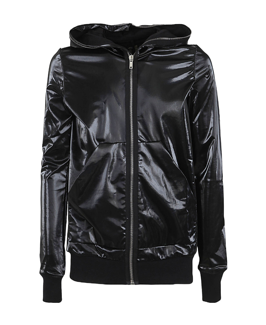 Rick Owens Drkshdw Patent-finish Hooded Jacket In Black