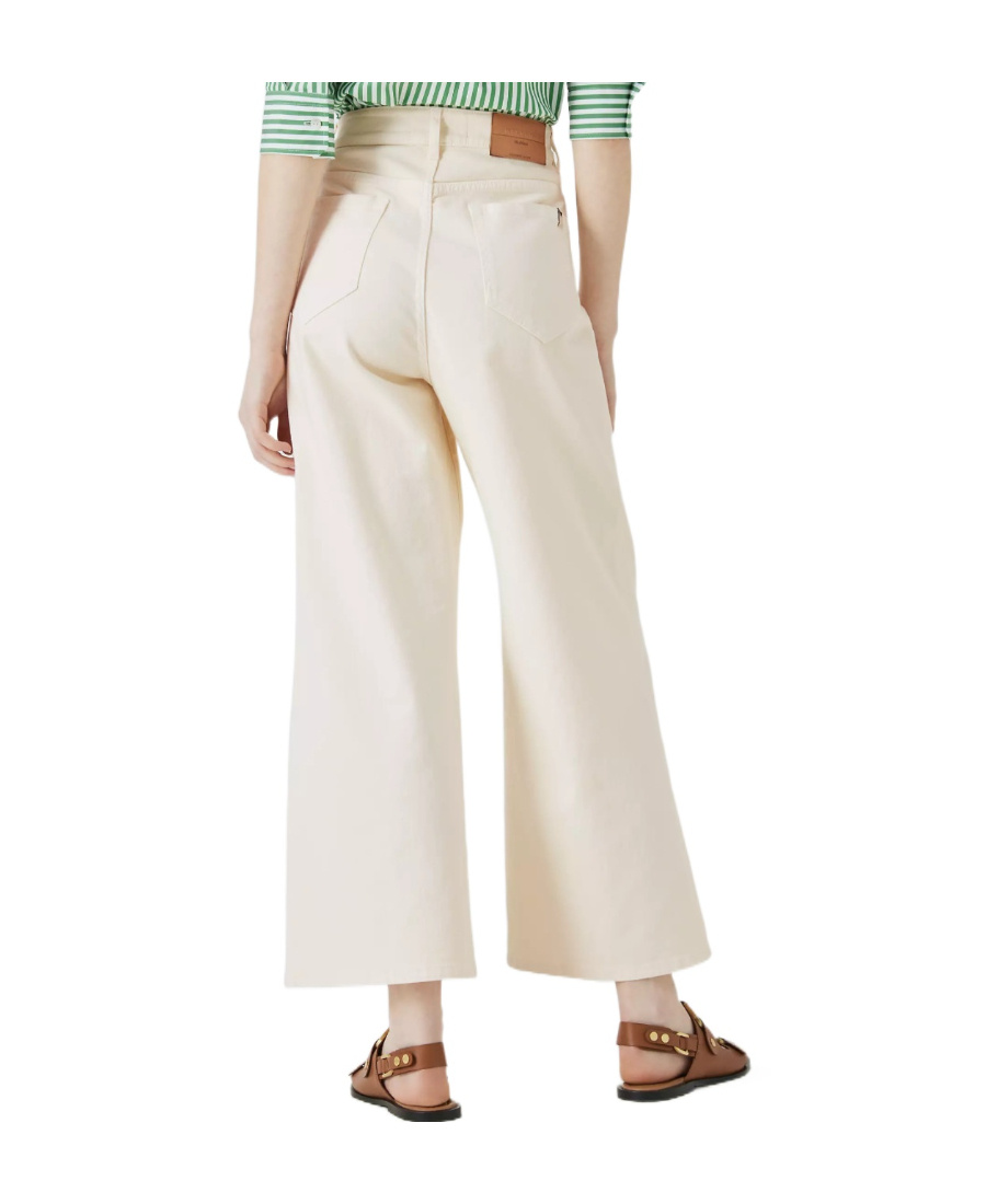 Weekend Max Mara Wool Canvas Wide-leg Pants In White