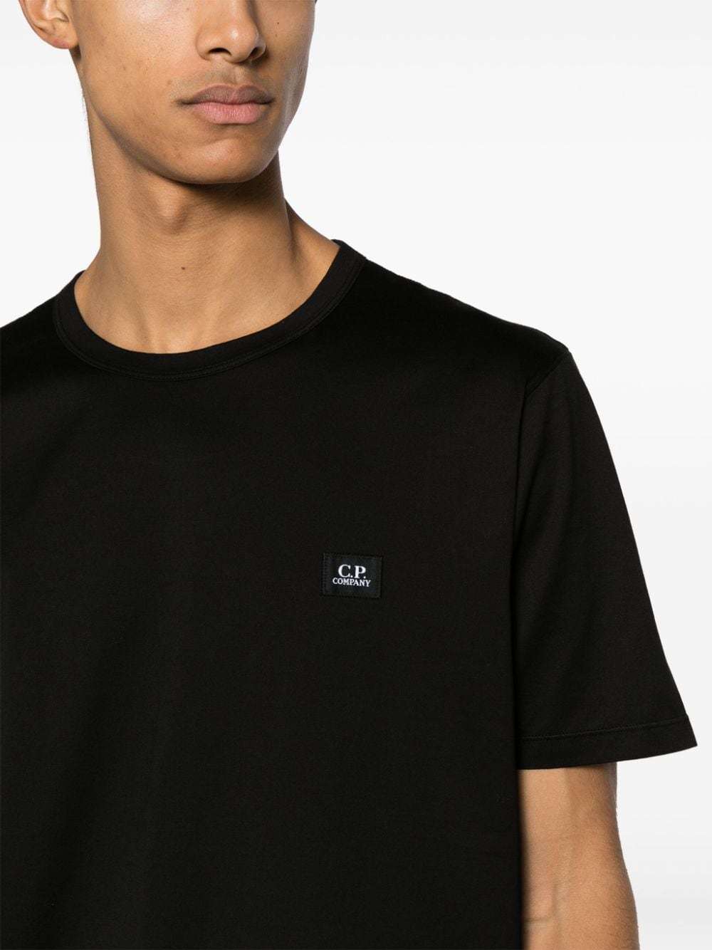 C.p. Company Blue T-shirt With Logo Printed On The Front In Black